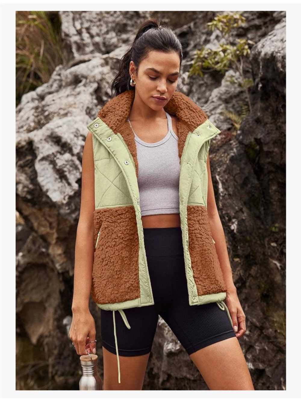 Oversized Quilted Sherpa Vest